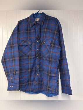 Northwest Blue Plaid Jacket with Red Accents Large Insulated Outdoor vintage